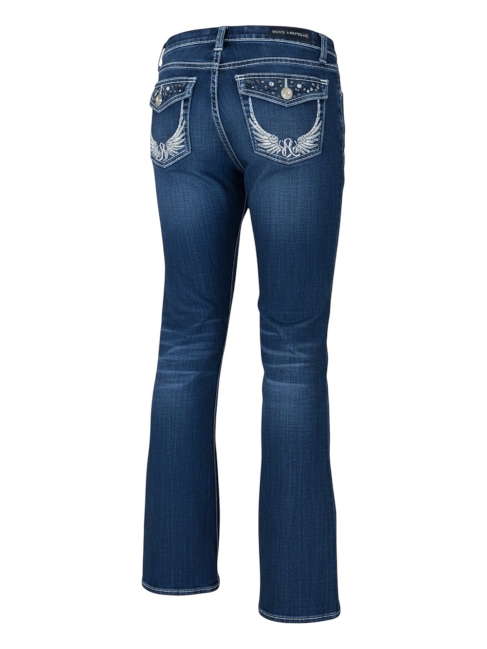 ROCK & REPUBLIC Kasandra Mid-Rise Bootcut Dark Blue Wash Jeans In Size 10